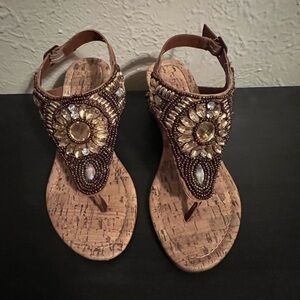Embellished Brown Sandals